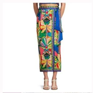 NWT Antonio Melani Clio Floral Printed Satin Coordinating Wrap Midi Skirt